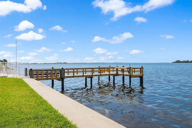 dock area featuring a water view