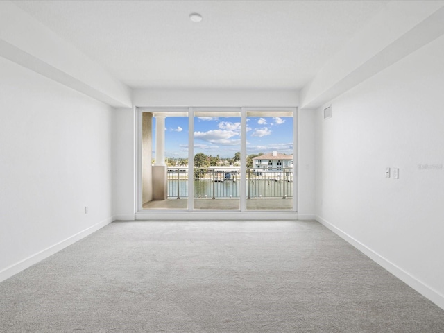 spare room featuring light carpet