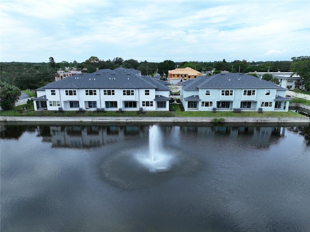 exterior space featuring a water view