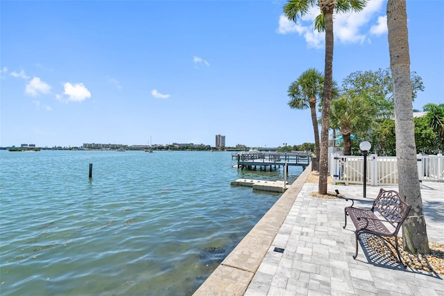 view of dock featuring a water view