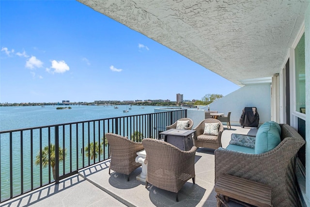 balcony with a water view