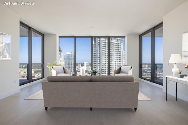 living room featuring expansive windows