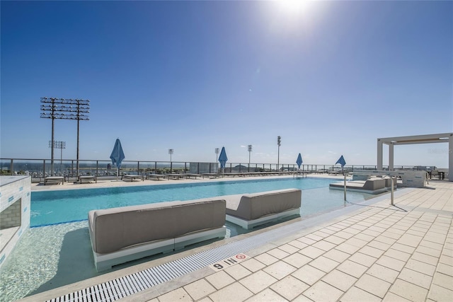 view of pool with an outdoor hangout area