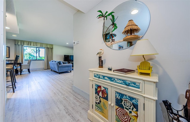 interior space with light hardwood / wood-style floors