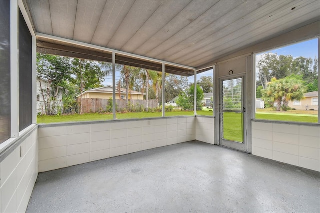 view of unfurnished sunroom