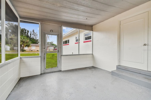 view of unfurnished sunroom