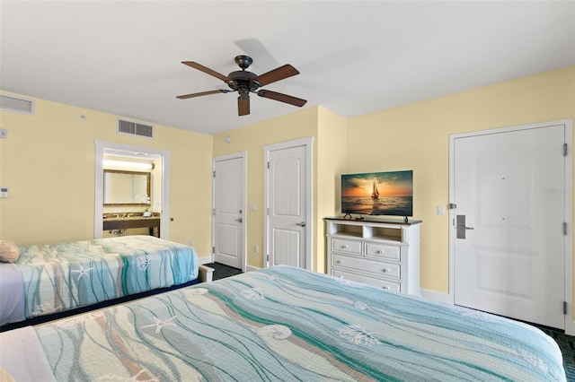 bedroom featuring ceiling fan