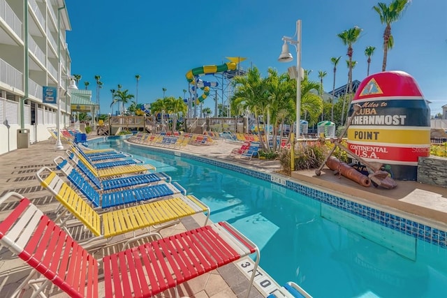 view of pool featuring a patio area