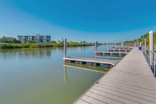 view of dock featuring a water view