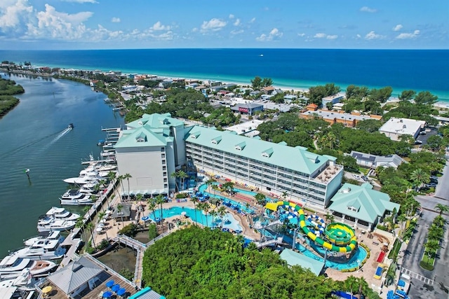 bird's eye view featuring a water view