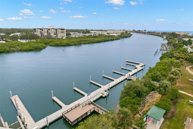 view of dock featuring a water view