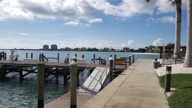 view of dock featuring a water view