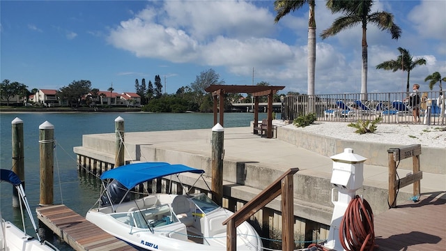 dock area featuring a water view