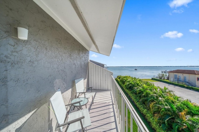 balcony with a water view