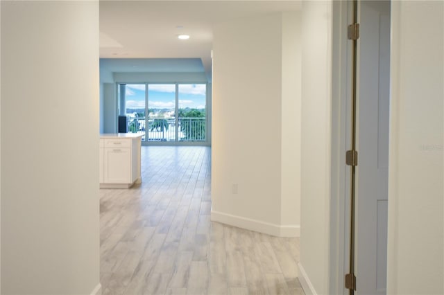 hall with light hardwood / wood-style flooring