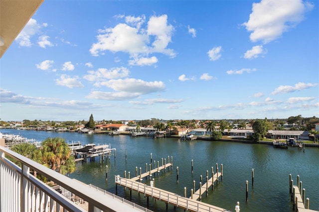 water view with a boat dock