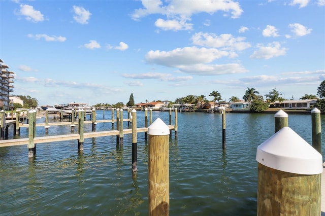 view of dock featuring a water view