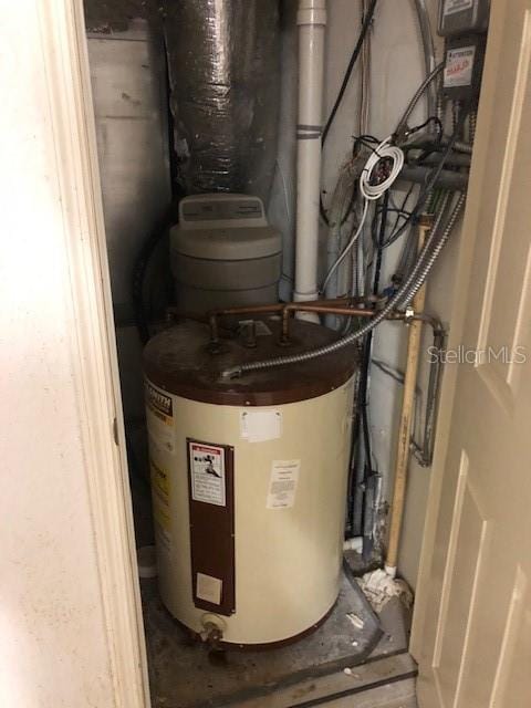 utility room with electric water heater