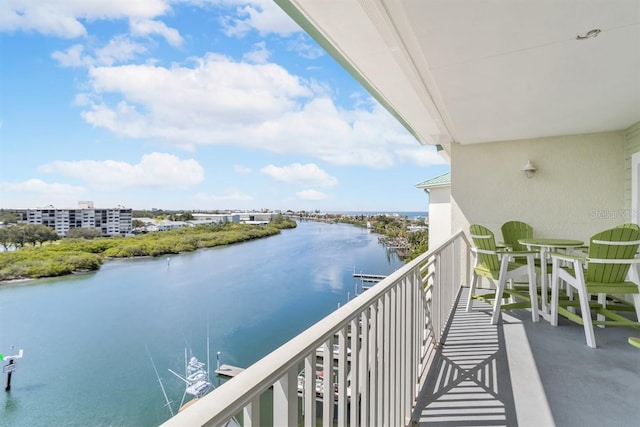 balcony with a water view