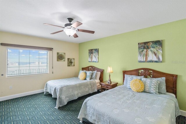 bedroom featuring ceiling fan