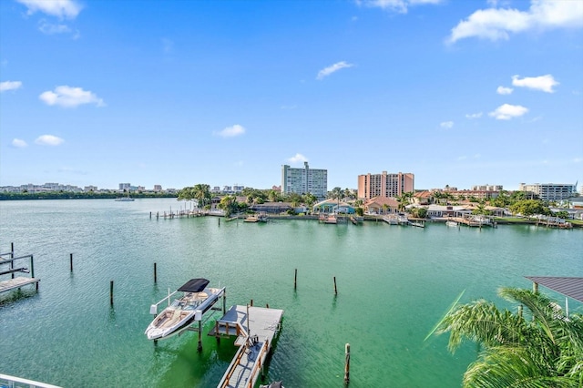 view of dock featuring a water view