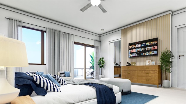 bedroom featuring ceiling fan