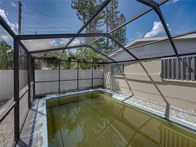 view of pool featuring a lanai