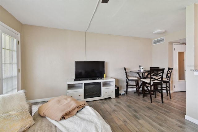 living room featuring light hardwood / wood-style flooring