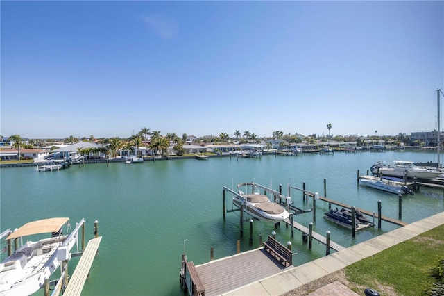 view of dock featuring a water view