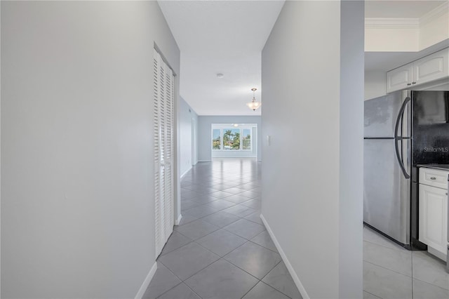 hallway with light tile flooring