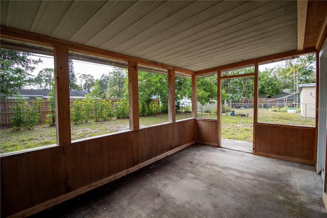 view of unfurnished sunroom