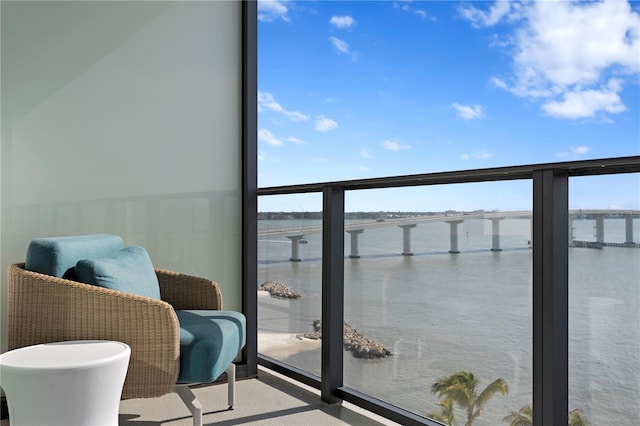 balcony with a water view