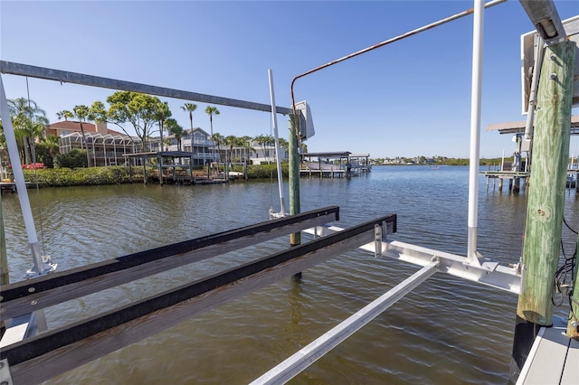 view of dock featuring a water view