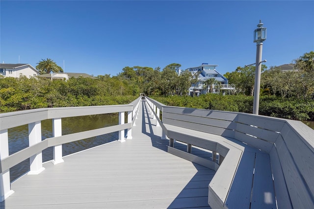 view of dock with a wooden deck