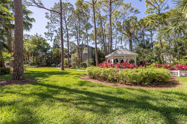 view of yard with a gazebo