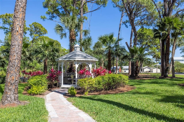 view of home's community featuring a gazebo and a yard