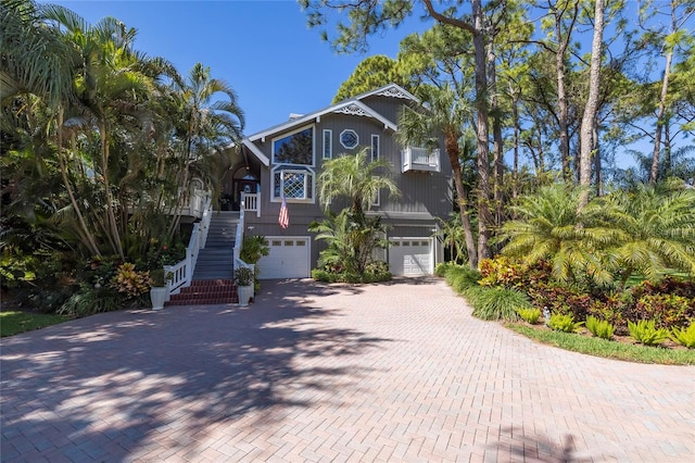 view of front of property with a garage