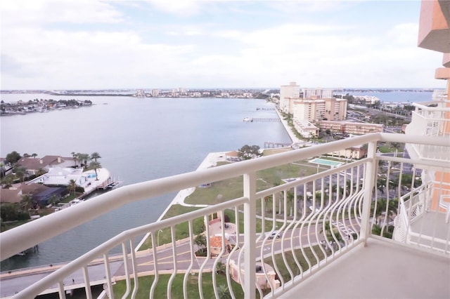 balcony with a water view