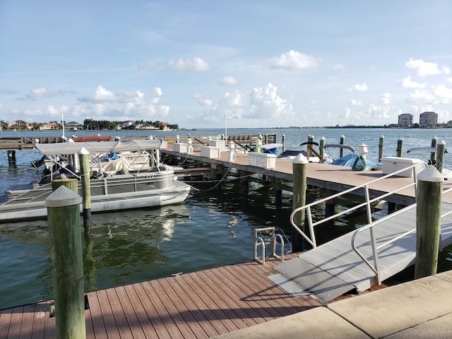 view of dock featuring a water view