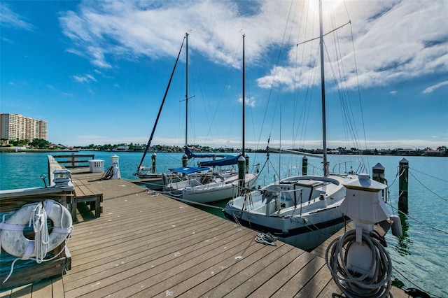 dock area featuring a water view