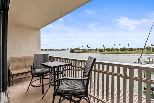 balcony with a water view