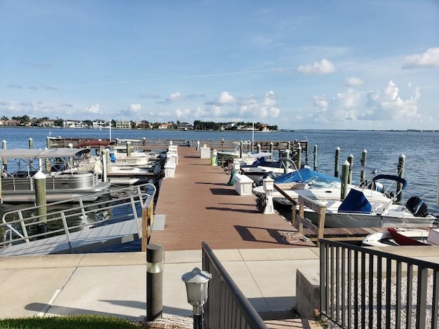 dock area featuring a water view