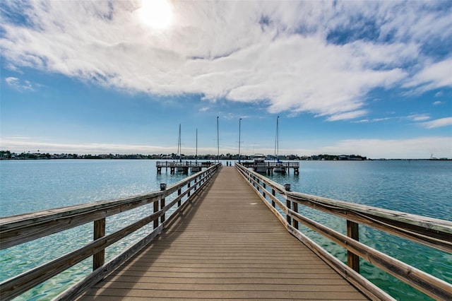 view of dock featuring a water view