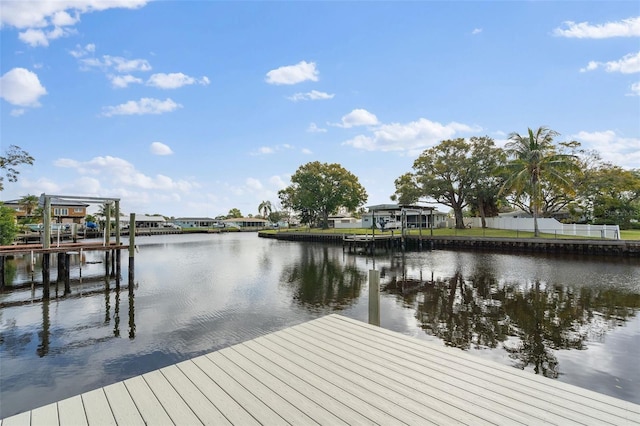 dock area featuring a water view