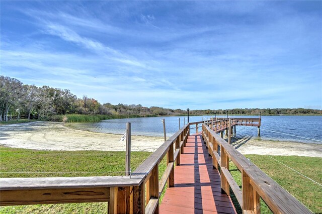 view of dock featuring a water view