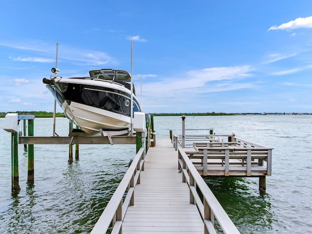 dock area featuring a water view