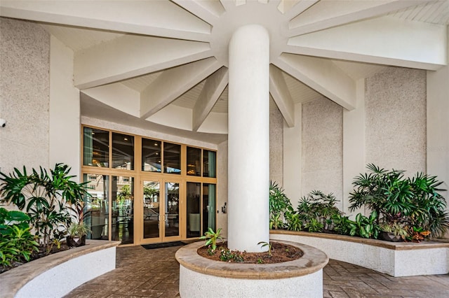 entrance to property featuring french doors