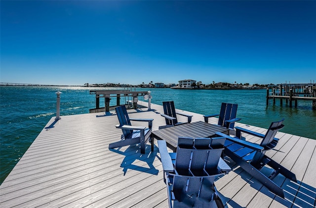 view of dock featuring a water view