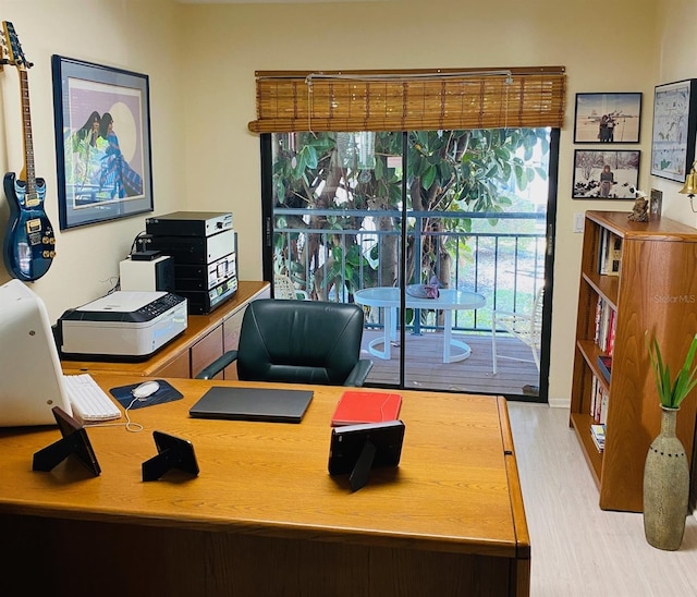 office space featuring light hardwood / wood-style flooring