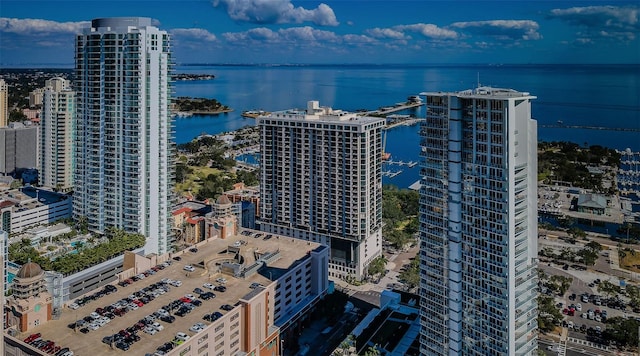 property's view of city with a water view